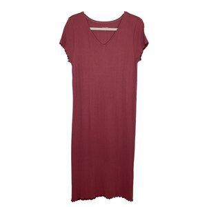 Garnet Hill Rose Ribbed Lettuce Hem Maxi, M